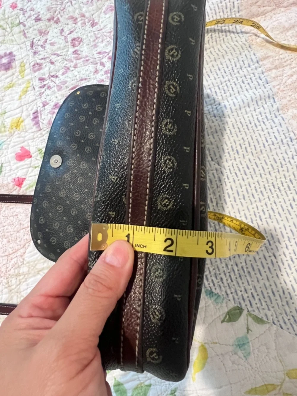 Vintage Pollini Made in Italy Monogram Leather Crossbody Bag